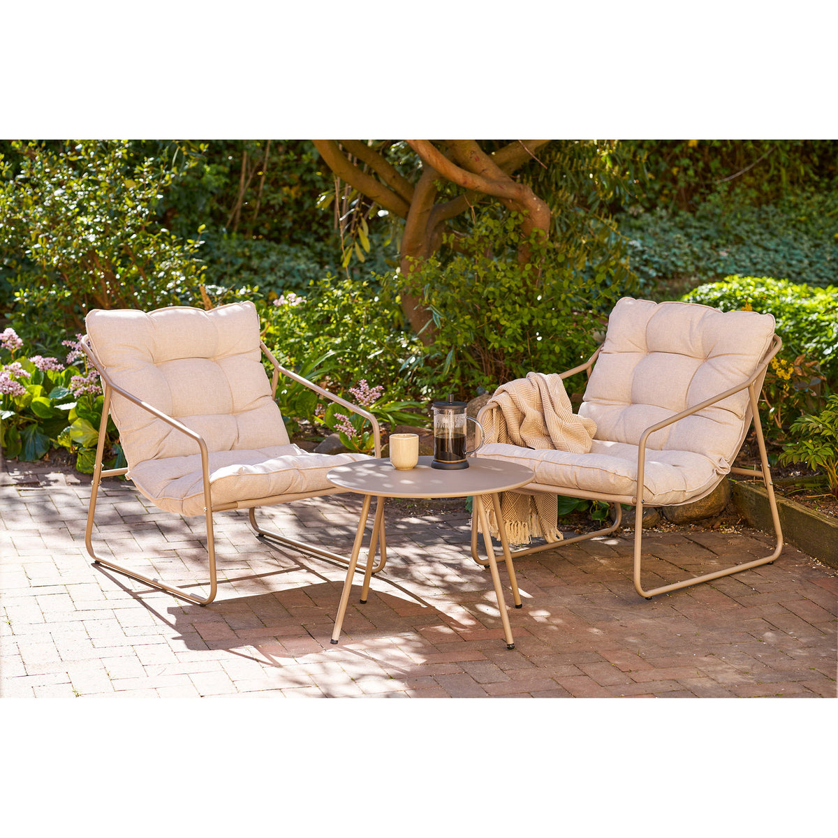 Malin Lounge-Set inkl. Kissen – Stahl Sand – Ansicht 9