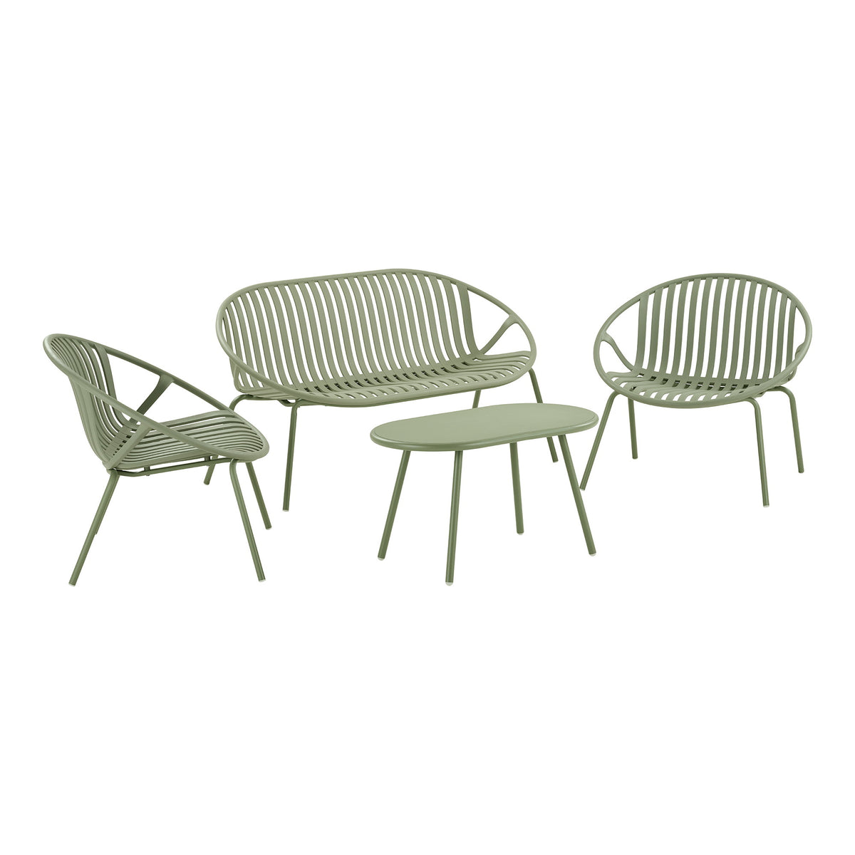 Jule Lounge-Set – Polypropylen/Stahl Grün – Ansicht 2