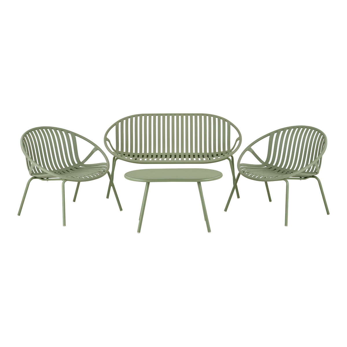 Jule Lounge-Set – Polypropylen/Stahl Grün von Luiva Living