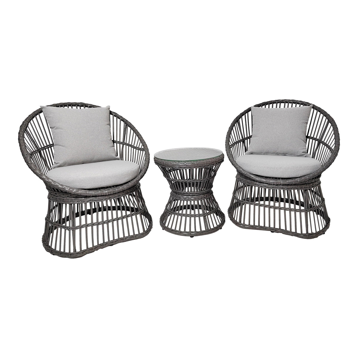 Silas Lounge-Set inkl. Kissen – Rattan Grau von Luiva Living