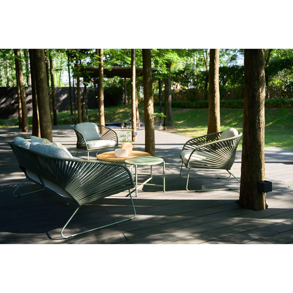 Veit Lounge-Set inkl. Kissen – Stahl Grau/Grün – Ansicht 8
