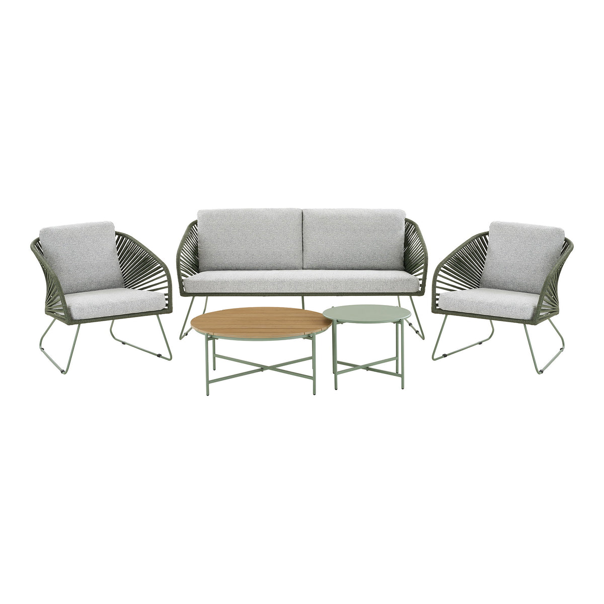 Veit Lounge-Set inkl. Kissen – Stahl Grau/Grün – Ansicht 2