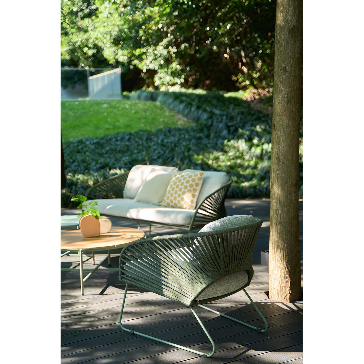 Veit Lounge-Set inkl. Kissen – Stahl Grau/Grün – Ansicht 9