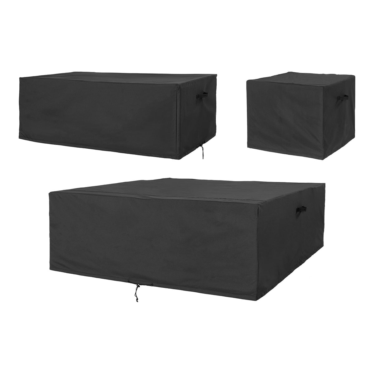 Schutzhülle 3er-Set für Modulmöbel – Polyester, PU-beschichtet Schwarz von Luiva Living