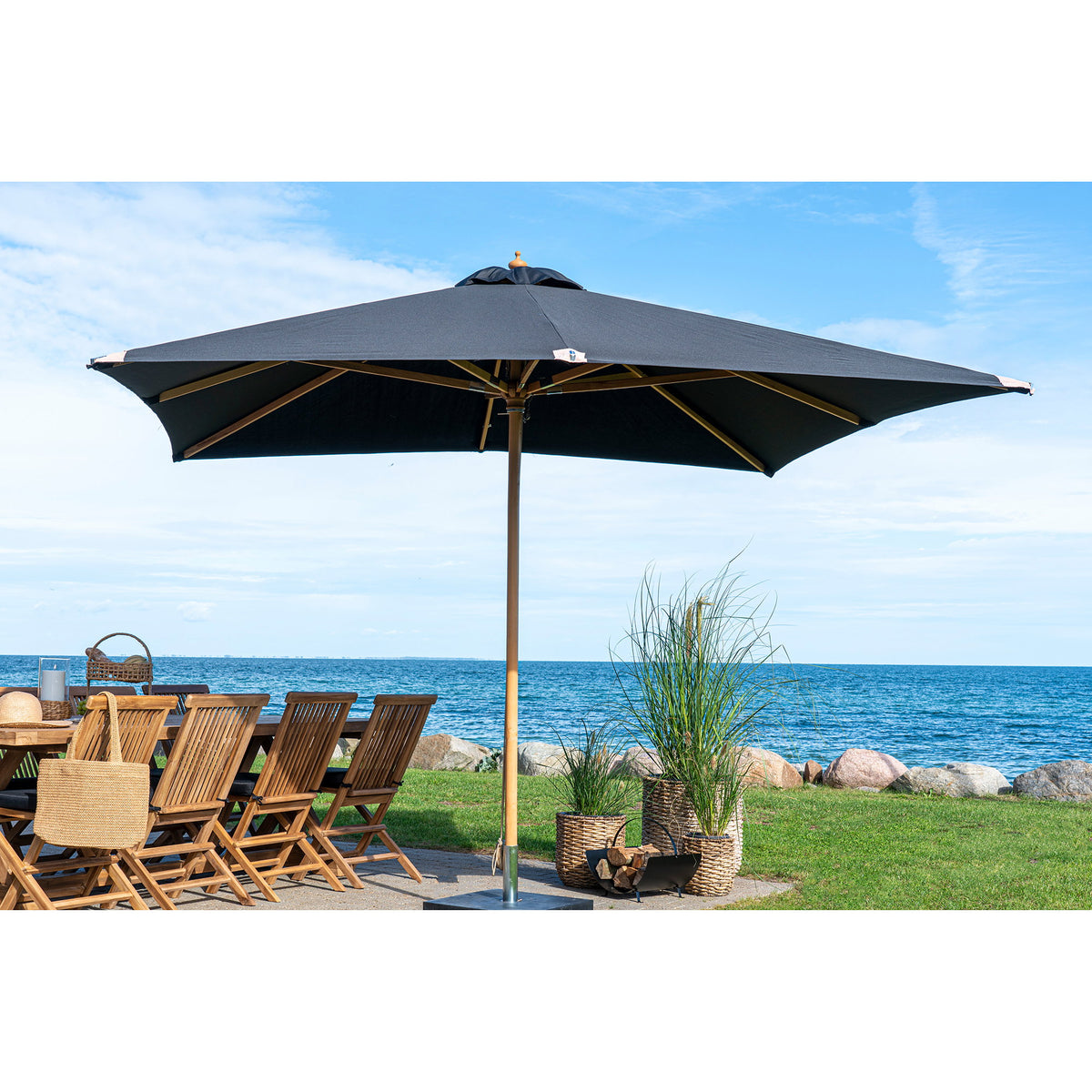 Bjarne Sonnenschirm – Polyester Schwarz, 300 × 300 cm – Ansicht 2