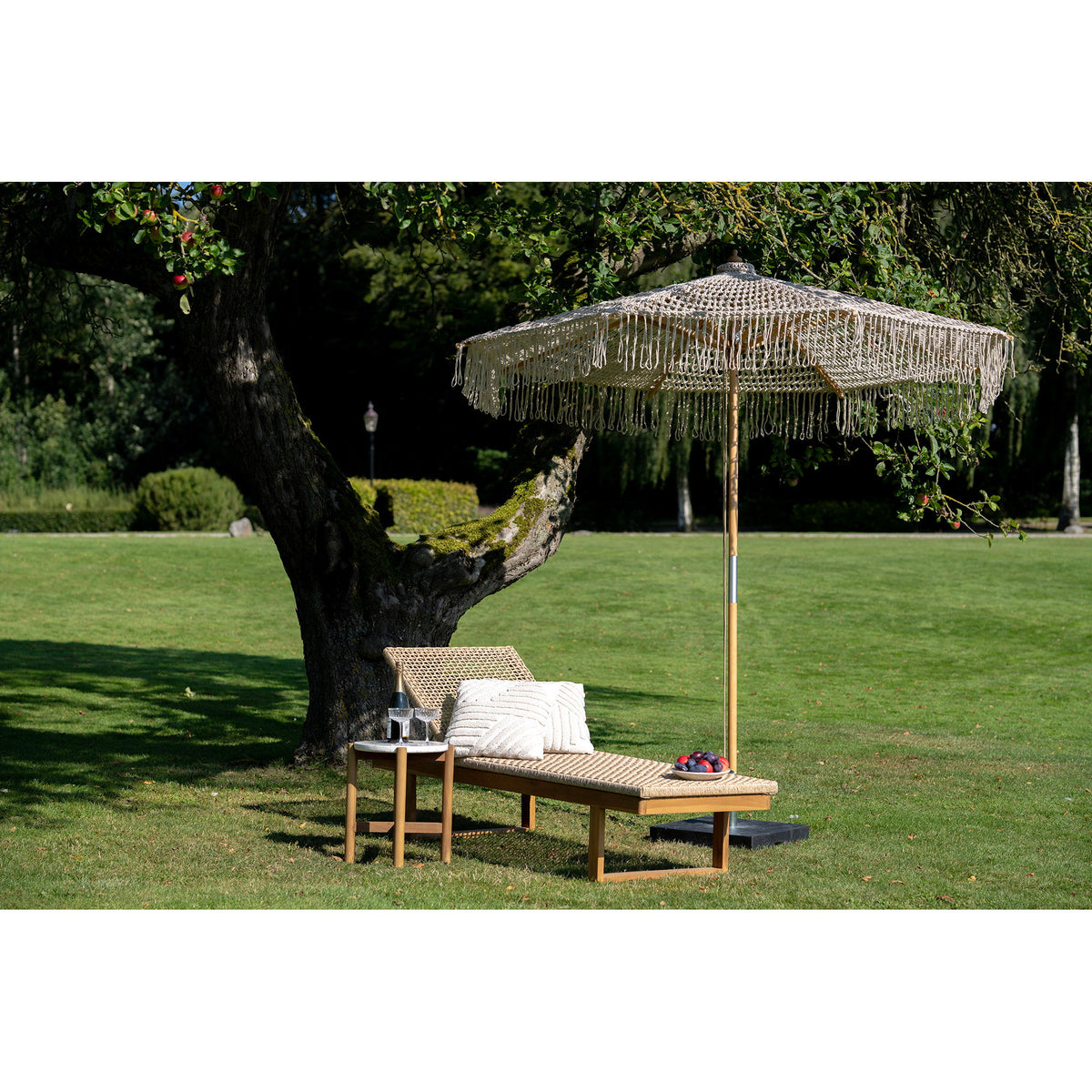 Ona Sonnenschirm – Baumwollstrick Beige, ø 250 cm – Ansicht 5