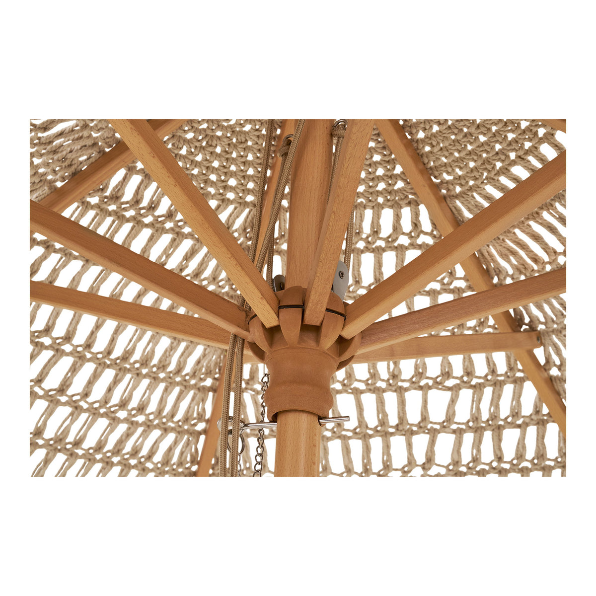 Ona Sonnenschirm – Baumwollstrick Beige, ø 250 cm – Ansicht 3