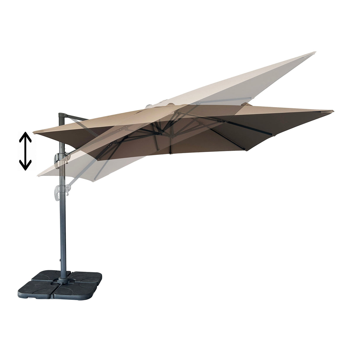 Tara Ampelschirm inkl. Schirmständer – Polyester Sand, 295 × 295 cm – Ansicht 2