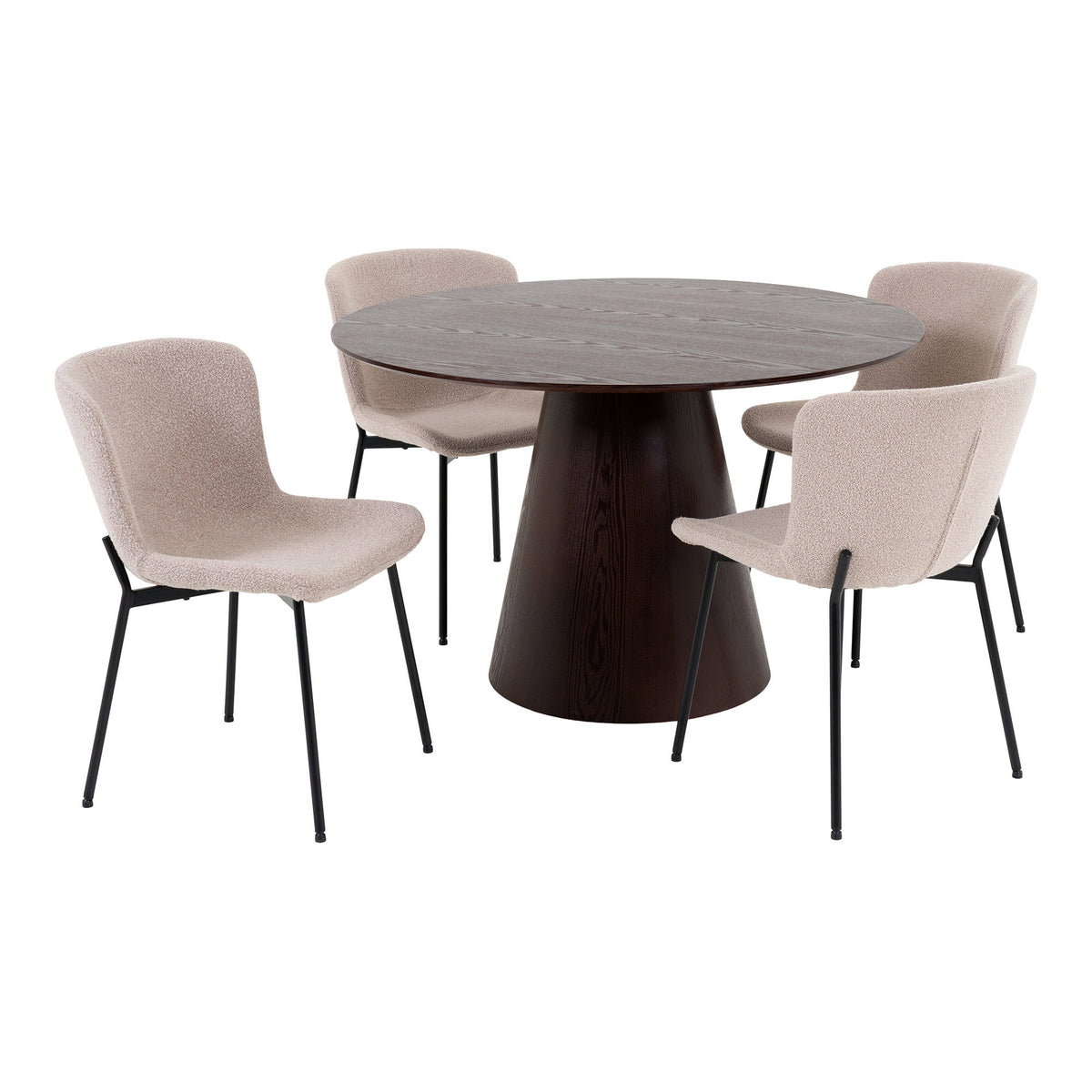 Palle & Elina Essgruppe mit 4 Stühlen – Dunkelbraun/Beige von Luiva Living