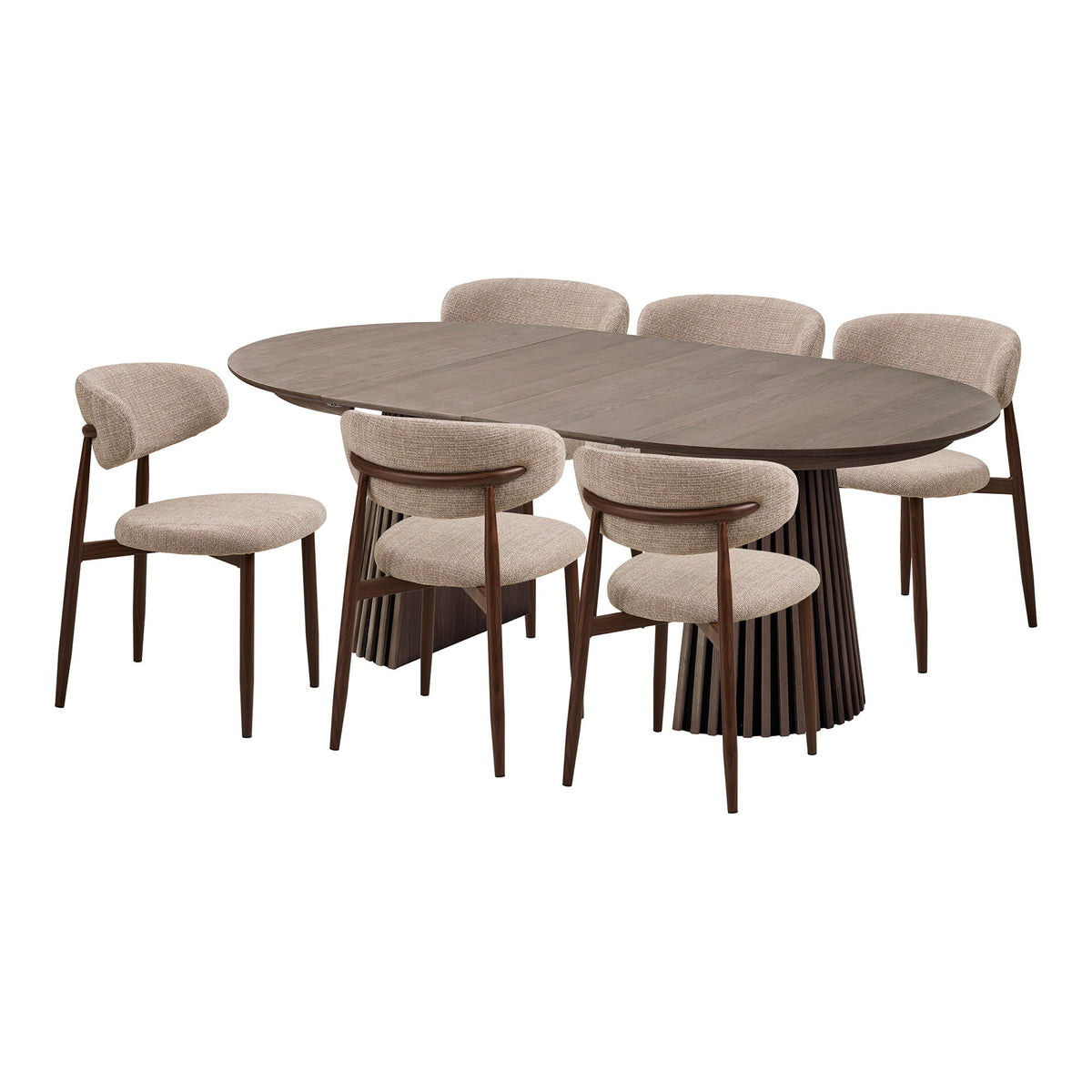 Isla & Olivia Essgruppe mit 6 Stühlen – Eiche geräuchert/Sand/Walnuss von Luiva Living