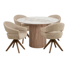 Eila & Hector Essgruppe mit 4 Stühlen – Weiß/Dunkelbraun/Braun von Luiva Living