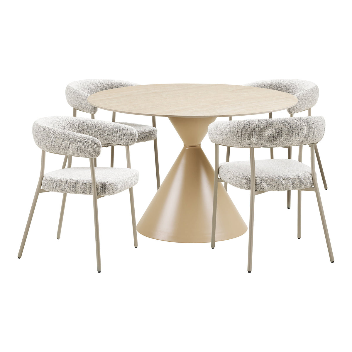 Vanja & Lale Essgruppe mit 4 Stühlen – Sand von Luiva Living