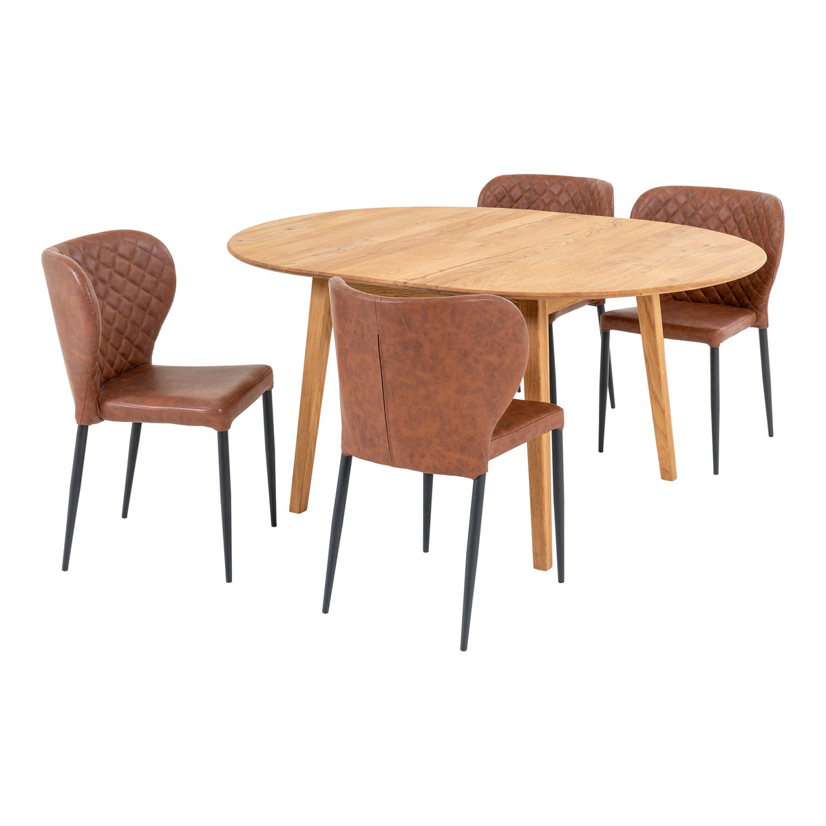 Edina & Evi Essgruppe mit 4 Stühlen – Natur/Braun – Ansicht 2