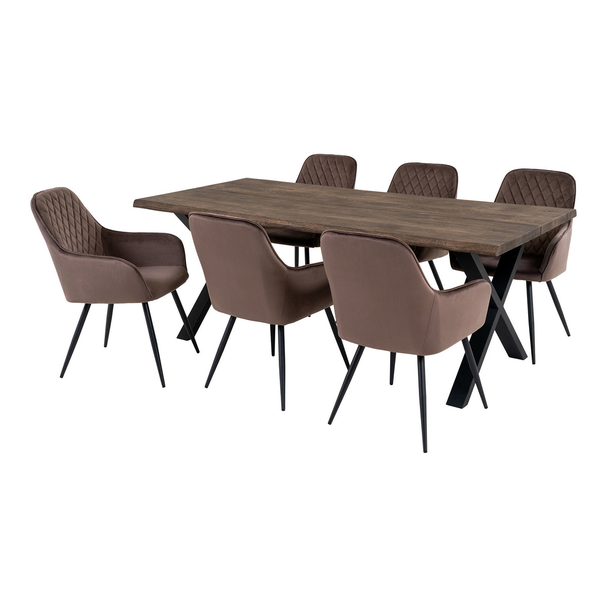 Tina & Milla Essgruppe mit 6 Stühlen – Natur/Hellbraun von Luiva Living