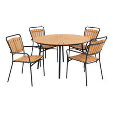Luna Essgruppe mit 4 Stühlen – Teak Natur/Schwarz von Luiva Living