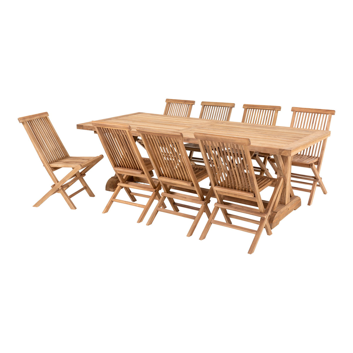 Viva & Gina Essgruppe mit 8 Stühlen – Teak Natur von Luiva Living