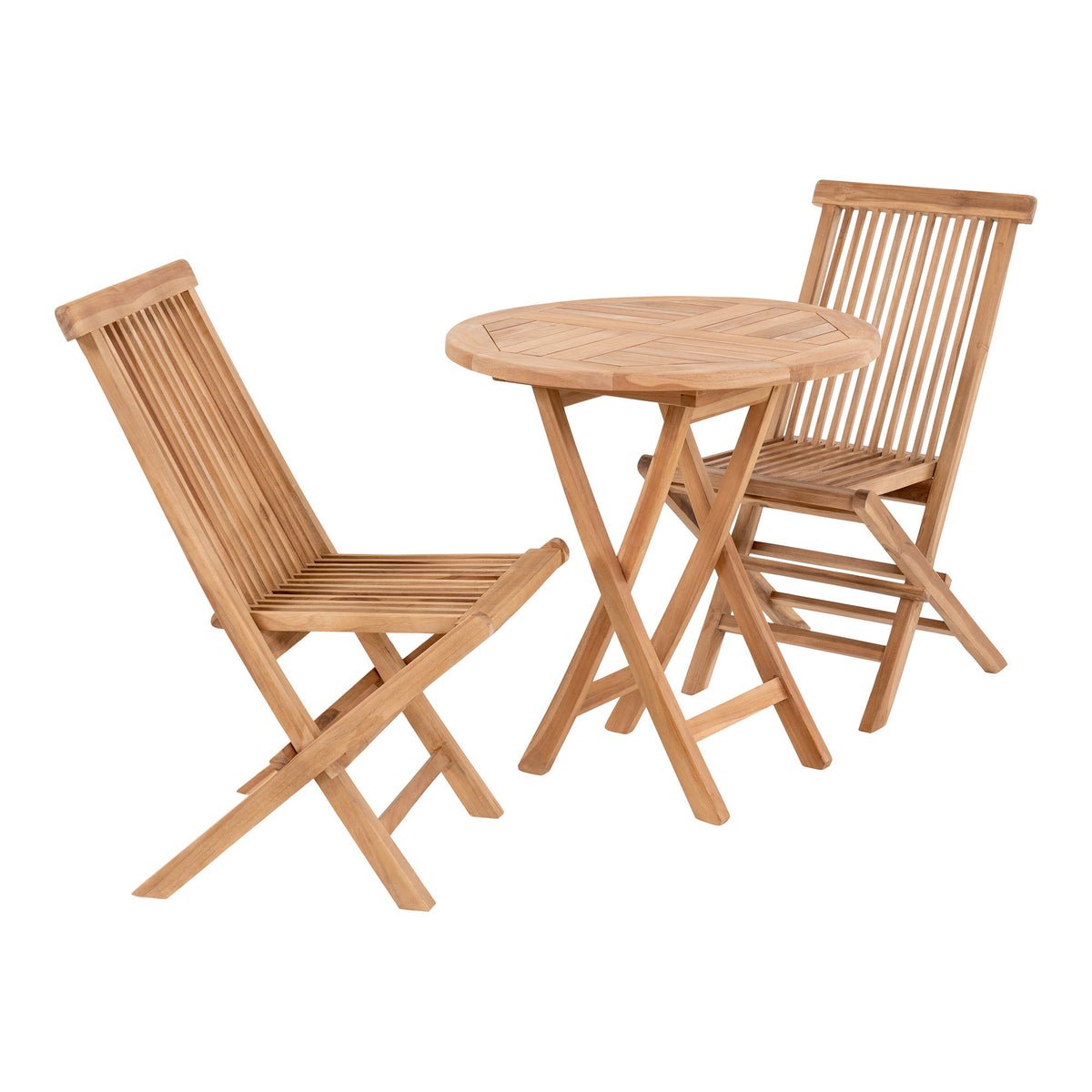Timo & Gina Sitzgruppe mit Beistelltisch und 2 Stühlen – Teak Natur von Luiva Living