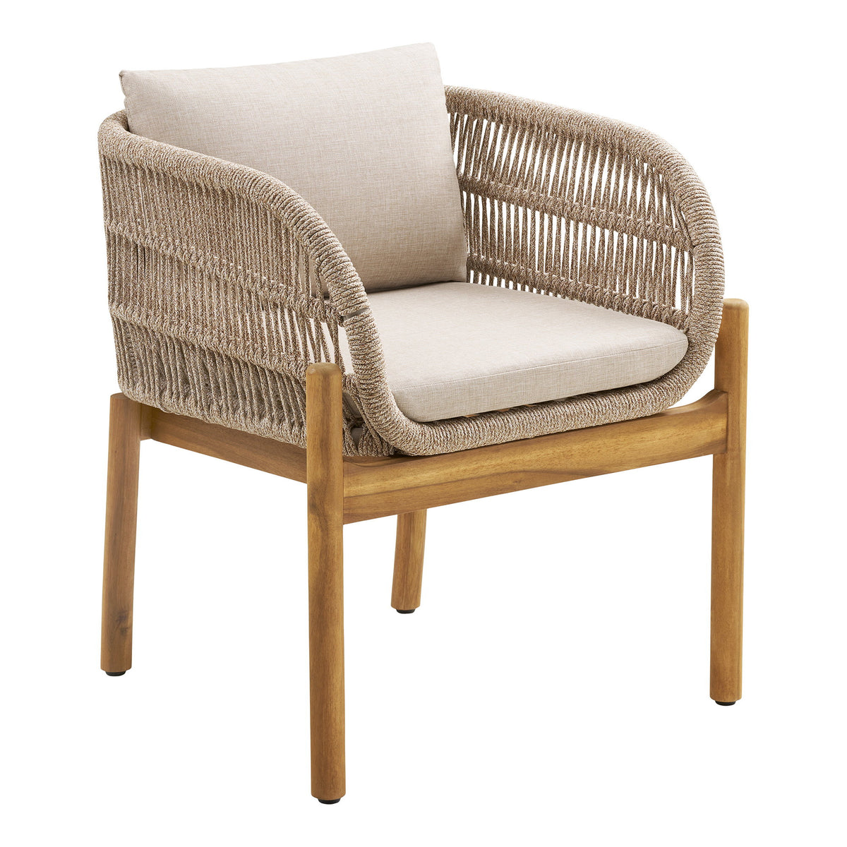 Remo Essgruppe mit 4 Stühlen – Akazie/Seil Braun/Beige – Ansicht 3