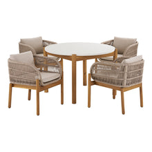 Remo Essgruppe mit 4 Stühlen – Akazie/Seil Braun/Beige von Luiva Living