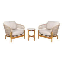 Remo Lounge-Set mit Beistelltisch und 2 Sesseln – Akazie/Seil Braun/Beige von Luiva Living