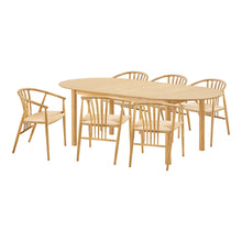 Sara & Joel Essgruppe mit 6 Stühlen – Natur, 200–250–300 × 100 × 75 cm von Luiva Living