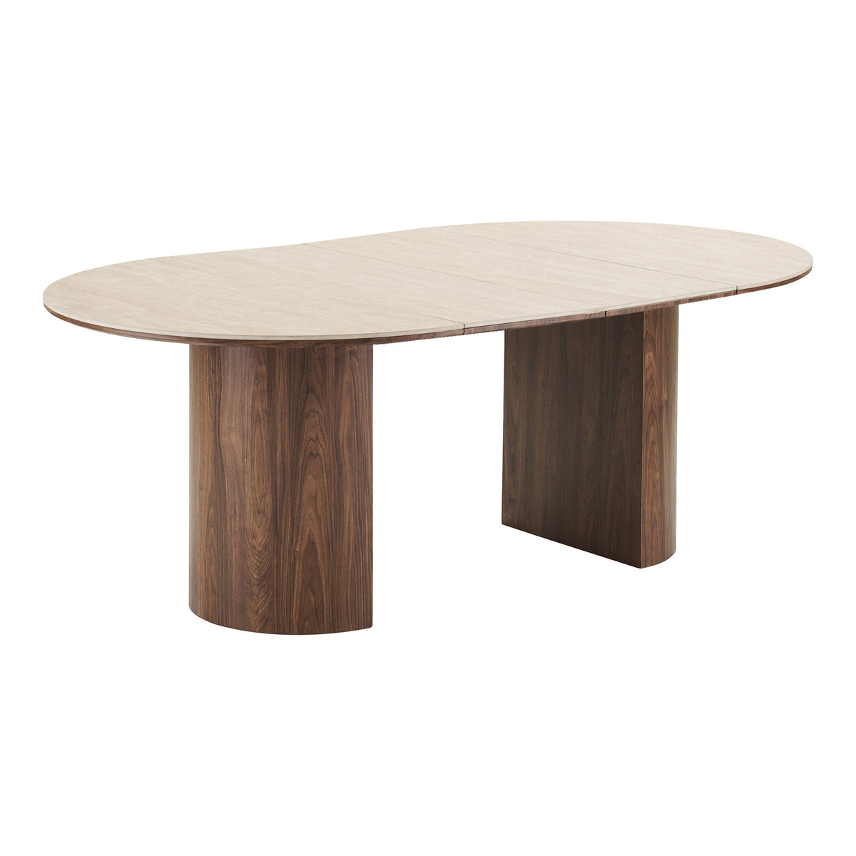 Bianca & Ivo Essgruppe mit 6 Stühlen – Sand/Walnuss/Travertin/Dunkelbraun, 120–160–200 × 120 × 80 cm – Ansicht 2