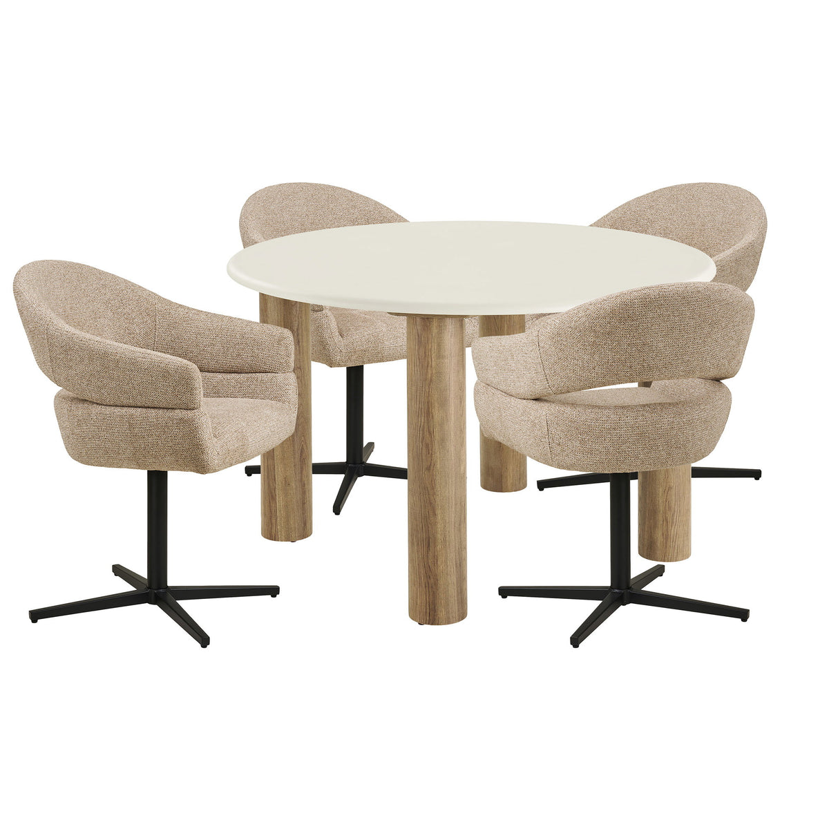 Tilde & Hector Essgruppe mit 4 Stühlen – Sand/Braun von Luiva Living