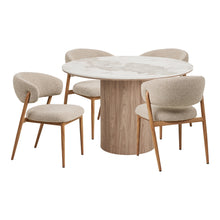 Eila & Ivo Essgruppe mit 4 Stühlen – Sand/Natur/Weiß/Braun von Luiva Living