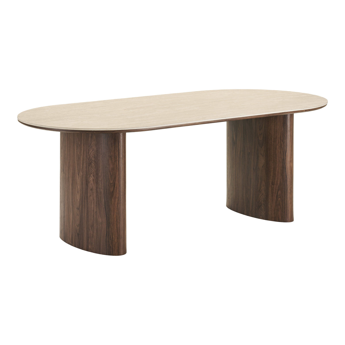 Bianca & Ivo Essgruppe mit 6 Stühlen – Sand/Walnuss/Travertin/Dunkelbraun, 210 × 100 × 76 cm – Ansicht 2