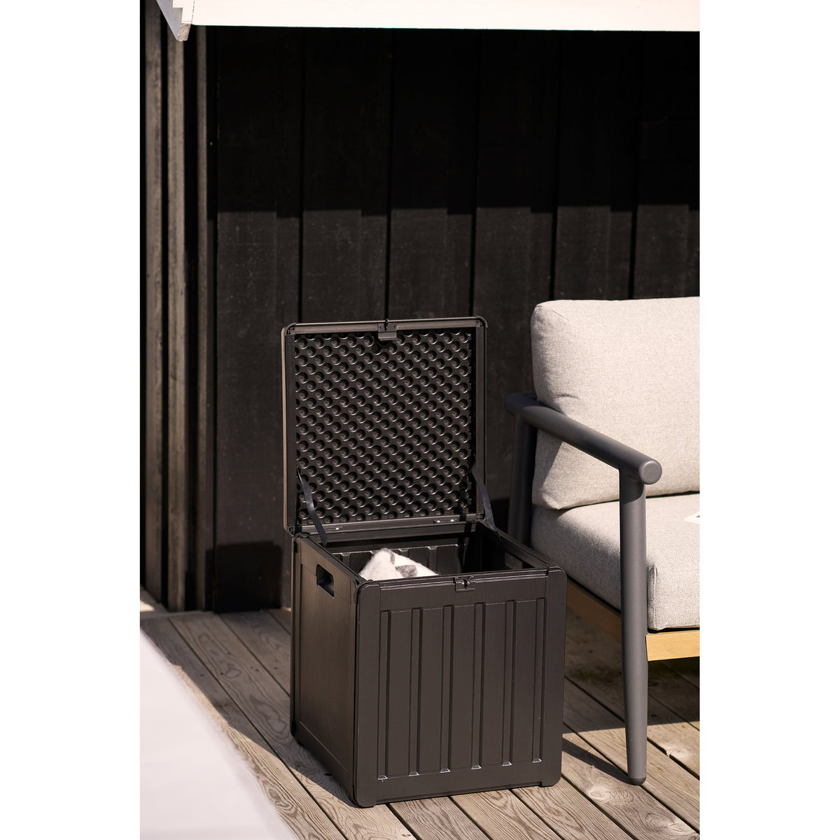 Ulf Auflagenbox – Kunststoff Schwarz, 42,8 × 42,8 × 46,4 cm – Ansicht 6