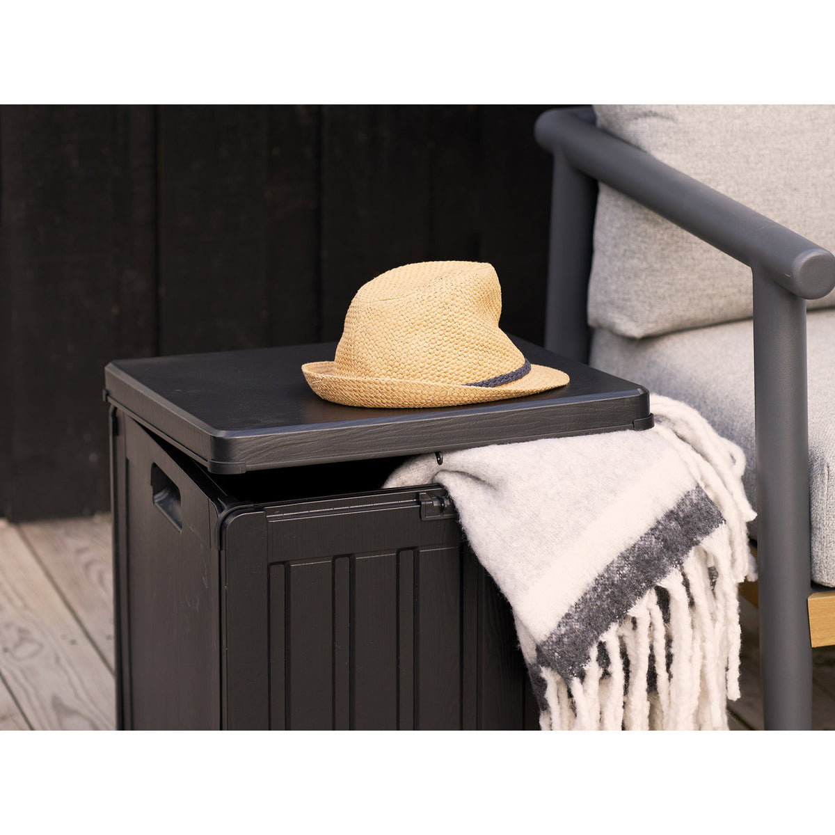 Ulf Auflagenbox – Kunststoff Schwarz, 42,8 × 42,8 × 46,4 cm – Ansicht 8