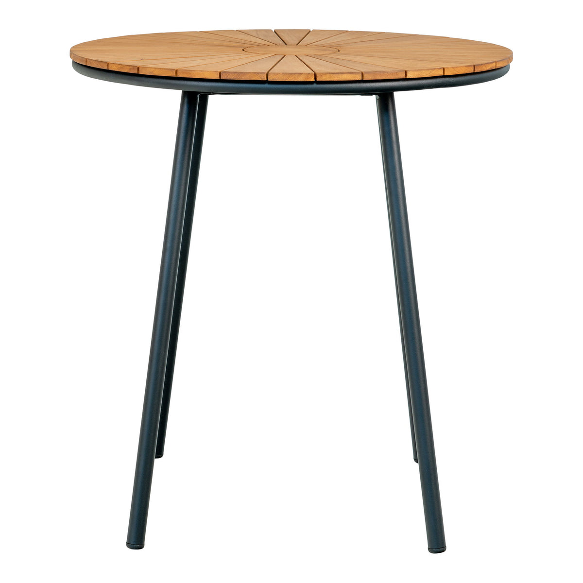 Luna Garten-Bistrotisch rund – Teak Natur, Beine Schwarz, ø 70 cm – Ansicht 2