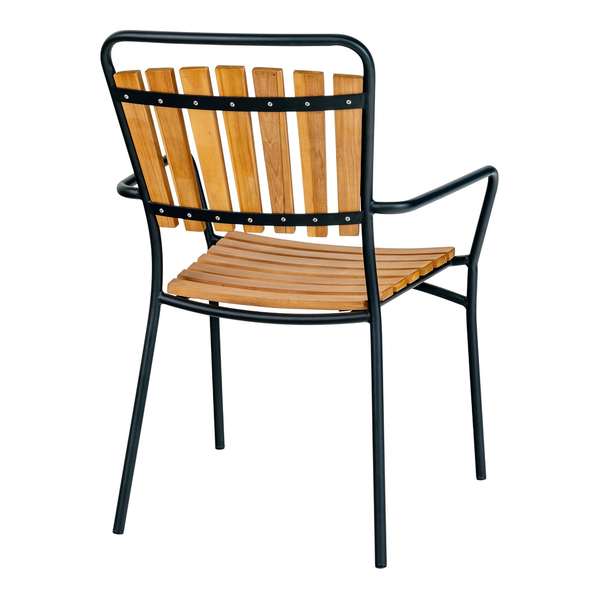 Luna Gartenstuhl 4er-Set – Teak Natur, Gestell Schwarz – Ansicht 4