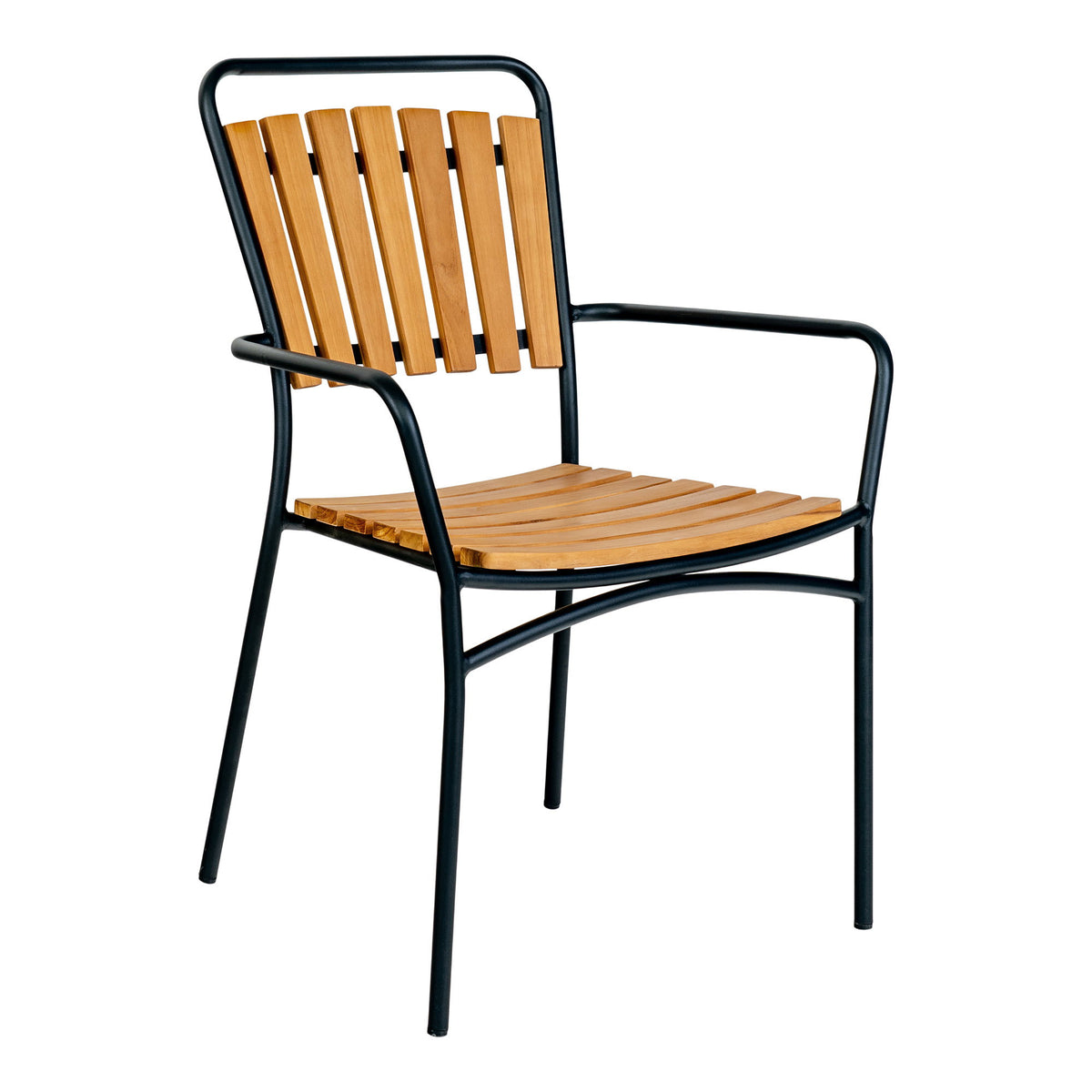 Luna Gartenstuhl 4er-Set – Teak Natur, Gestell Schwarz von Luiva Living