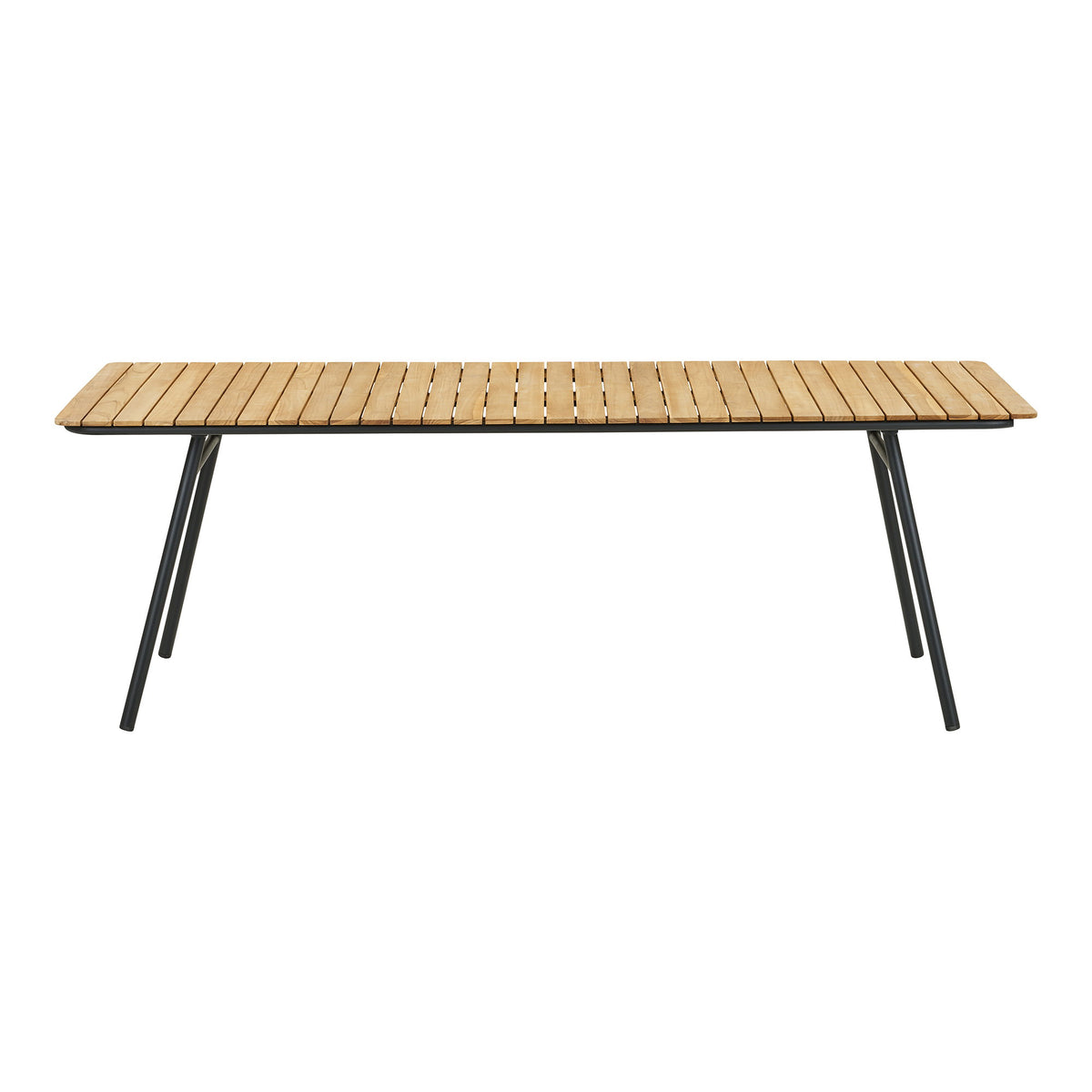 Luna Gartentisch – Teak Natur, Beine Schwarz, 220 × 90 cm – Ansicht 2