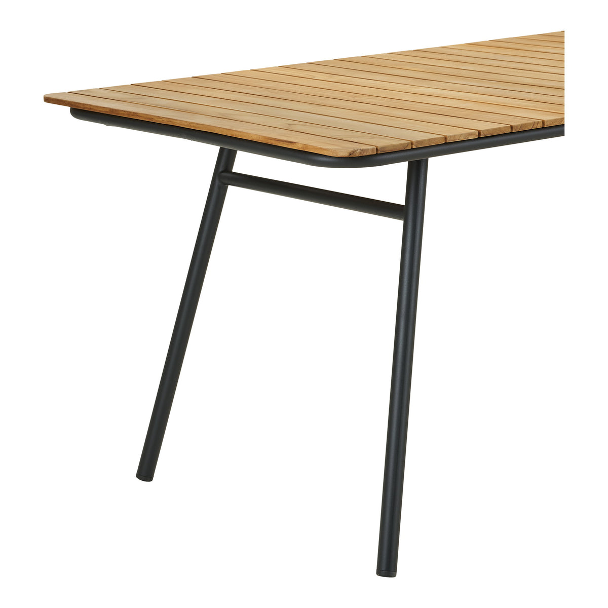 Luna Gartentisch – Teak Natur, Beine Schwarz, 220 × 90 cm – Ansicht 4