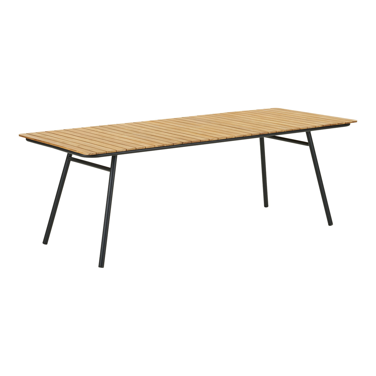 Luna Gartentisch – Teak Natur, Beine Schwarz, 220 × 90 cm von Luiva Living