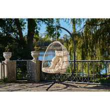 Nea Hängesessel mit Gestell inkl. Kissen – Polyrattan Beige/Grau/Schwarz, 195 × 117 × 107 cm – Ansicht 10