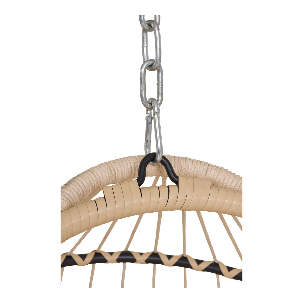 Nea Hängesessel mit Gestell inkl. Kissen – Polyrattan Beige/Grau/Schwarz, 195 × 117 × 107 cm – Ansicht 6