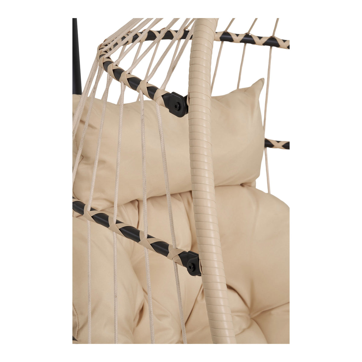 Nea Hängesessel mit Gestell inkl. Kissen – Polyrattan Beige/Grau/Schwarz, 195 × 117 × 107 cm – Ansicht 7