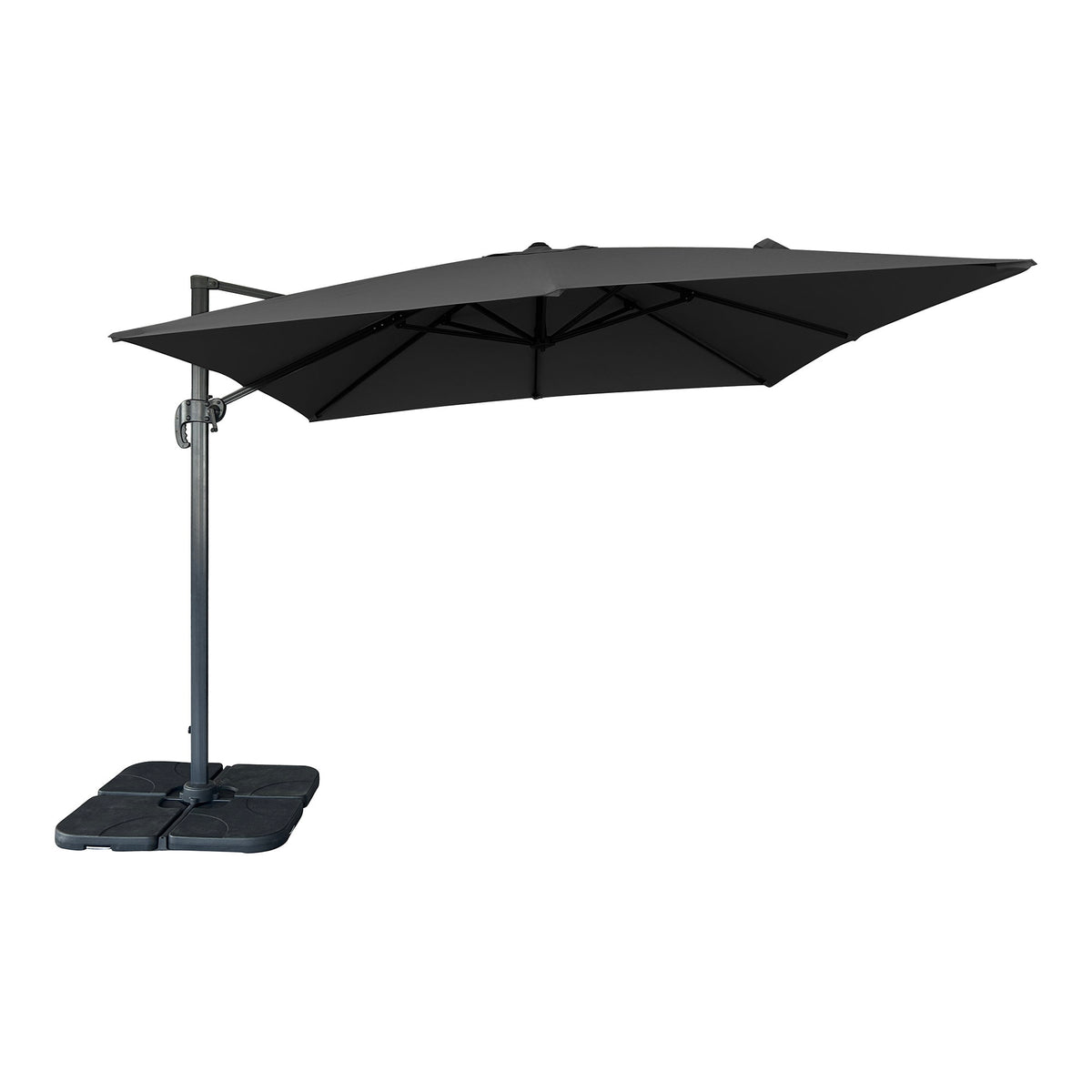 Tara Ampelschirm inkl. Schirmständer – Polyester Schwarz, 295 × 295 cm von Luiva Living