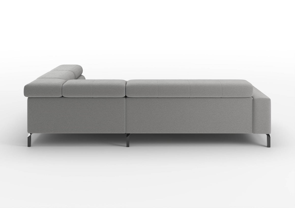 Kalmar Ecksofa in L-Form in Feincord Grau, Ecke rechts – Rückansicht