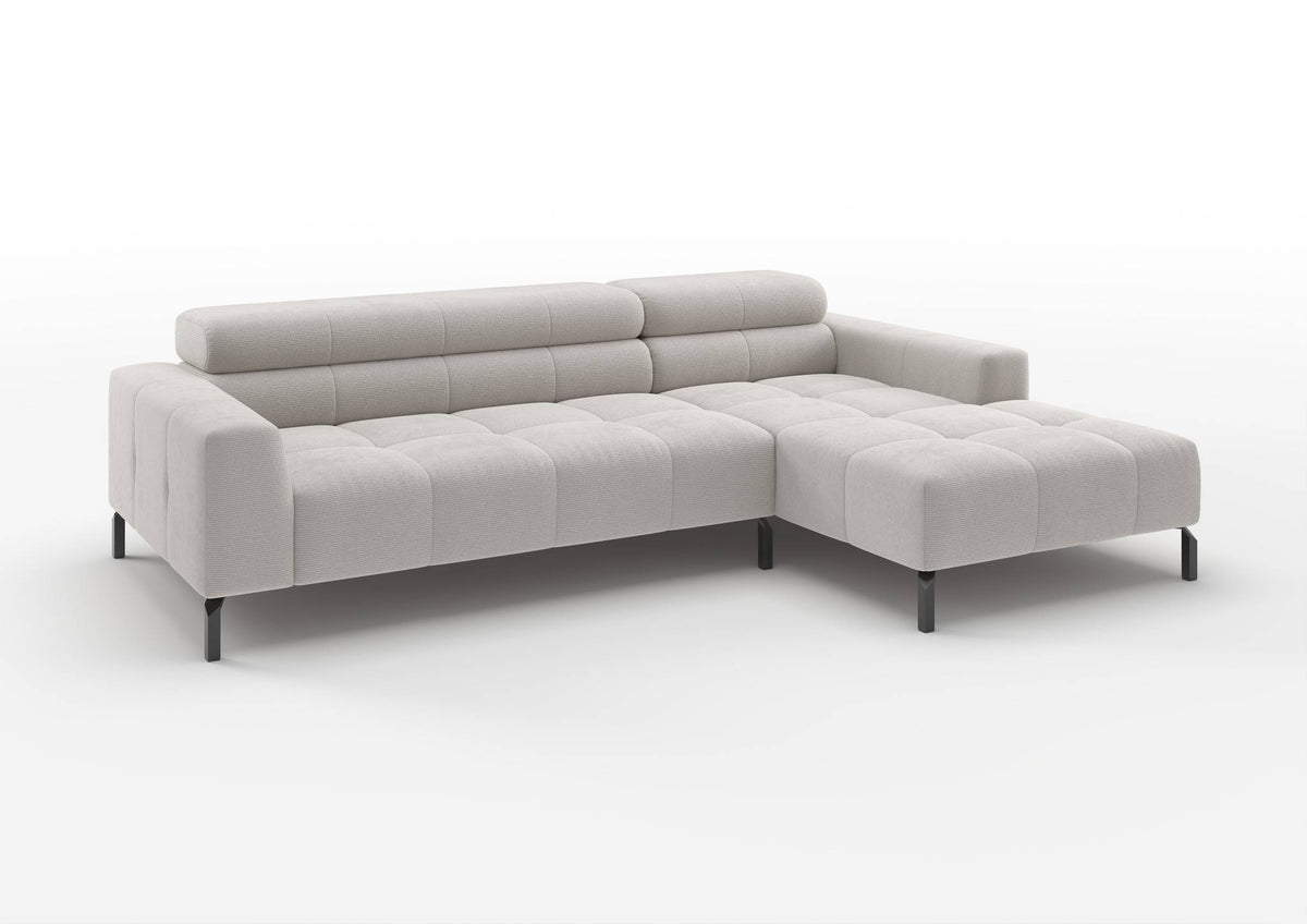 Kalmar Ecksofa mit Longchair in Feincord Weiß, Longchair rechts
