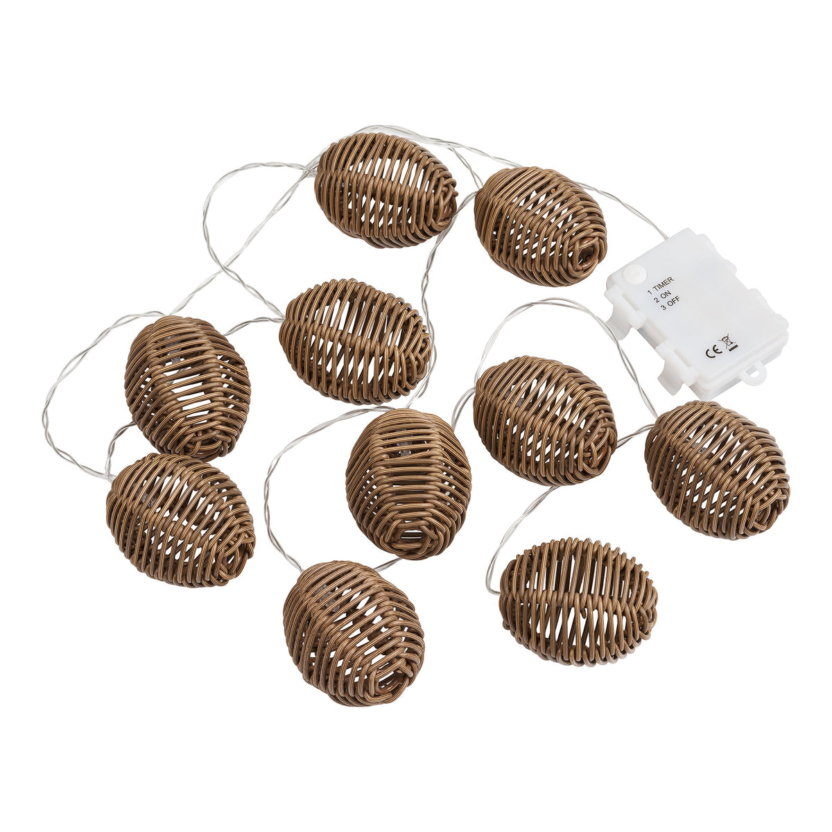 Lenz LED-Lichterkette – Polyrattan/Metall Natur/Schwarz – Ansicht 4