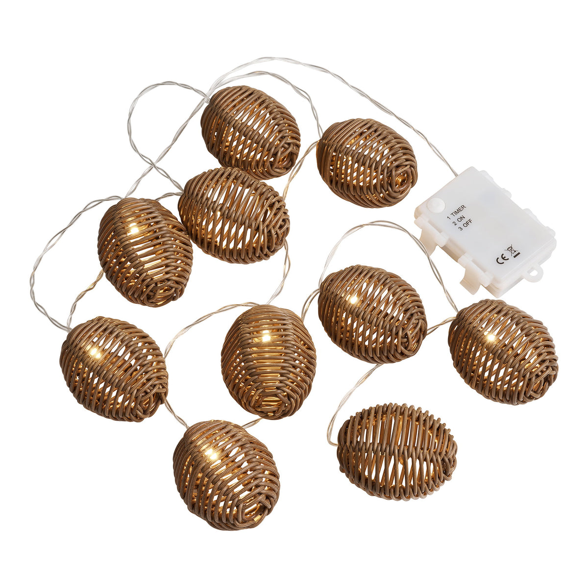 Lenz LED-Lichterkette – Polyrattan/Metall Natur/Schwarz – Ansicht 5