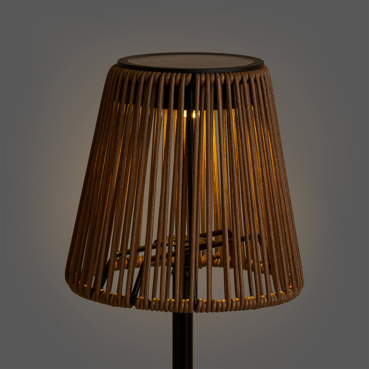 Kim Solarleuchte, akkubetrieben – Polyrattan/Metall Braun/Schwarz – Ansicht 3