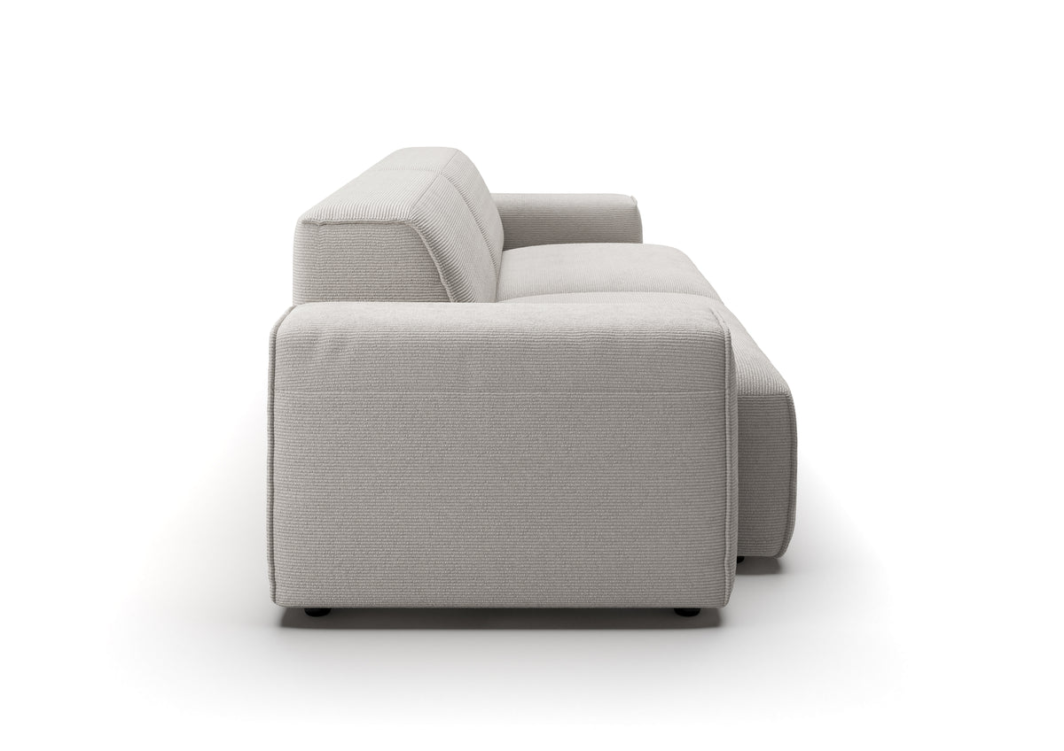 Lund 3-Sitzer-Sofa in Feincord Weiß – Seitenansicht
