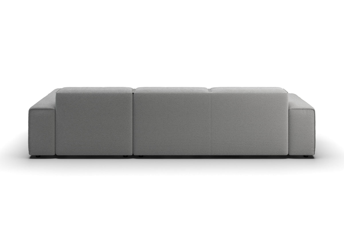 Lund Ecksofa mit Ottomane in Feincord Grau, Ottomane rechts – Rückansicht