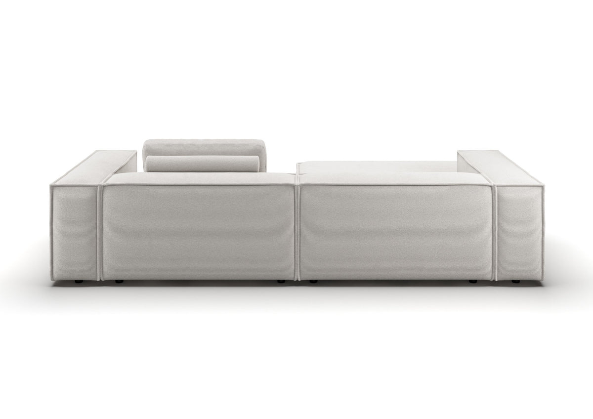 Bergen Ecksofa mit Longchair in Feincord Weiß, Longchair links – Rückansicht