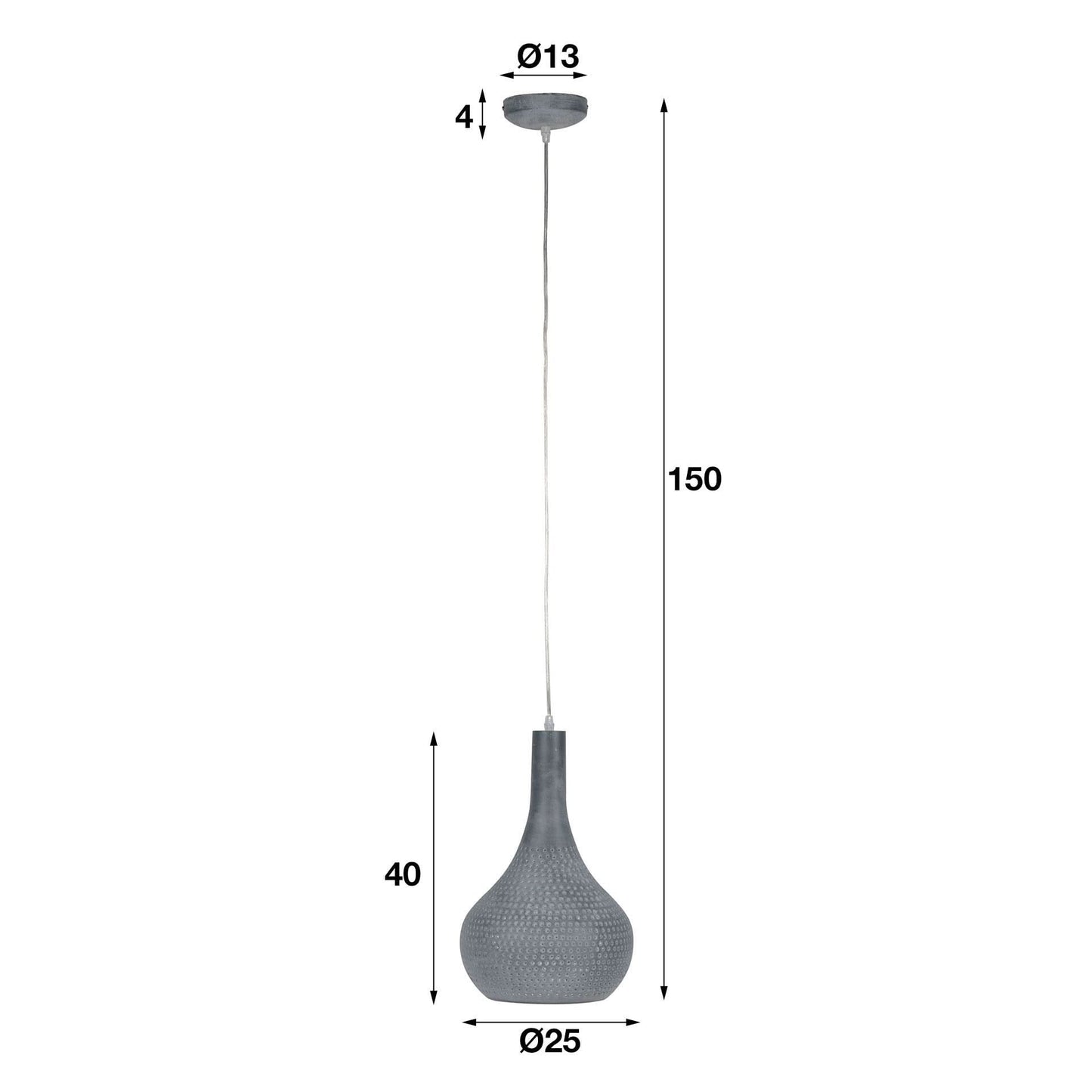 Hängelampe 1L industry concrete Kegel/Schwarz-braun